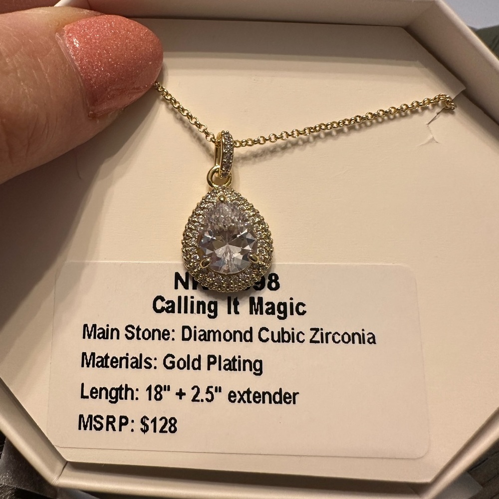 Gold Cubic Zirconia Pendant Necklace